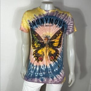 Anonymous Tie-Dye T-Shirt with Yellow, Blue, and Purple
